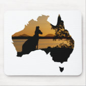 Black, White & Gold Kangaroo Sunset Australia Mousepad (Vorne)
