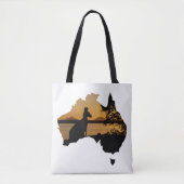 Black, White & Gold Kangaroo Sunset Australien Tasche (Vorderseite)