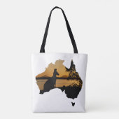 Black, White & Gold Kangaroo Sunset Australien Tasche (Rückseite)