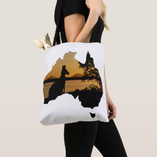 Black, White & Gold Kangaroo Sunset Australien Tasche
