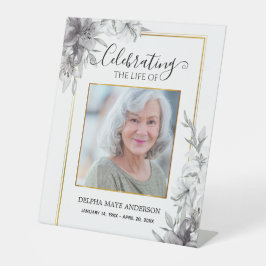 Black, White Gold Minimalist Funeral  Sockelschild