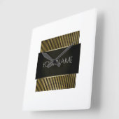 Black White Gold Stripes Urban Minimal Elegant Quadratische Wanduhr (Winkel)