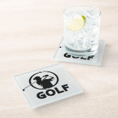 Black & White Golf Swing Silhouette Glasuntersetzer (Schrägansicht)