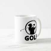Black & White Golf Swing Silhouette Kaffeetasse (VorderseiteRechts)