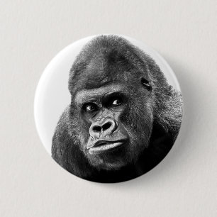 Black White Gorilla Button