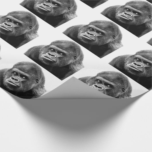 Black White Gorilla Geschenkpapier (Ecke)