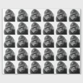 Black White Gorilla Geschenkpapier (Flach)