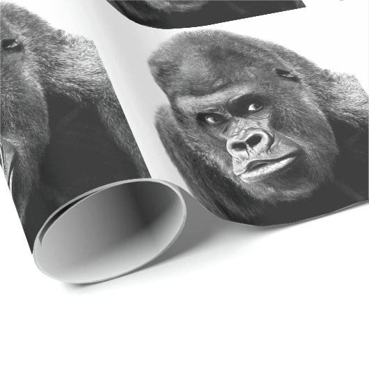 Black White Gorilla Geschenkpapier (Rolleneckpunkt)