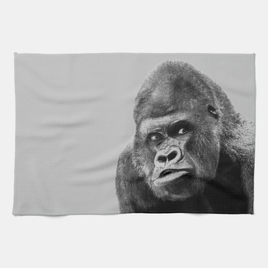 Black White Gorilla Geschirrtuch (Horizontal)
