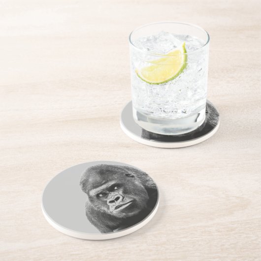 Black White Gorilla Getränkeuntersetzer (Seite)