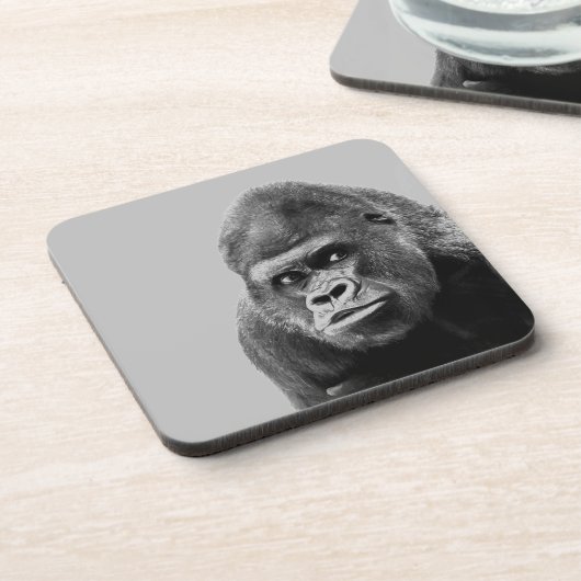 Black White Gorilla Getränkeuntersetzer (Linke Seite)