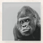 Black White Gorilla Glasuntersetzer (Vorderseite)