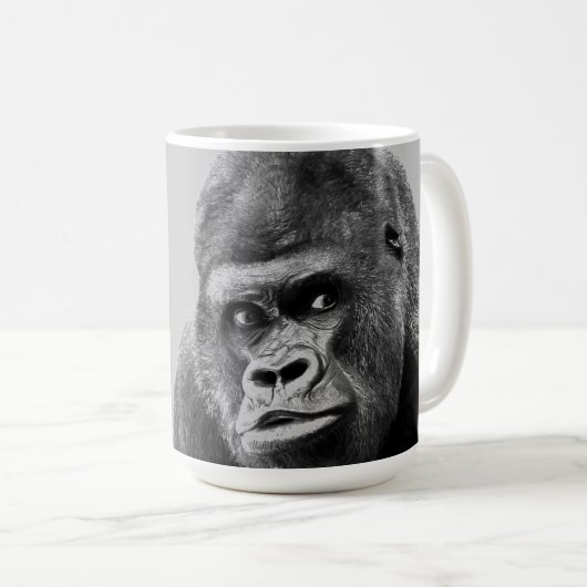 Black White Gorilla Kaffeetasse (VorderseiteRechts)