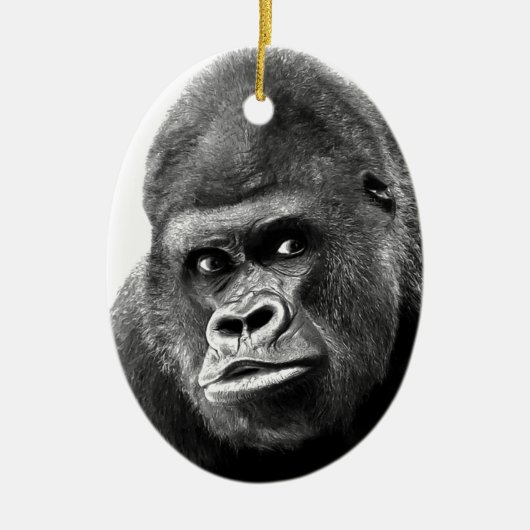 Black White Gorilla Keramik Ornament (Vorne)