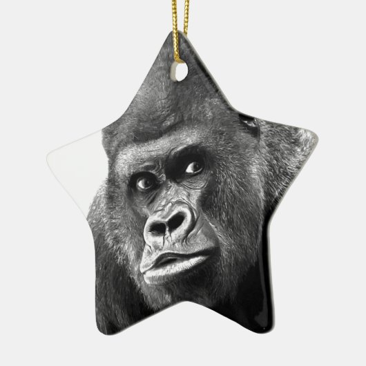 Black White Gorilla Keramik Ornament (Links)
