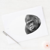 Black White Gorilla Ovaler Aufkleber (Umschlag)