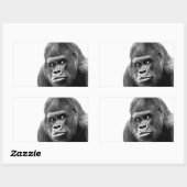 Black White Gorilla Rechteckiger Aufkleber (Blatt)