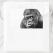 Black White Gorilla Rechteckiger Aufkleber (Tasche)