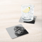 Black White Gorilla Rechteckiger Pappuntersetzer (Vor Ort)