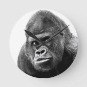 Black White Gorilla Runde Wanduhr (Vorderseite)