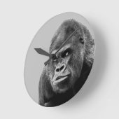 Black White Gorilla Runde Wanduhr (Winkel)