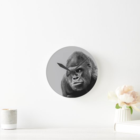 Black White Gorilla Runde Wanduhr (Zuhause)
