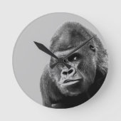 Black White Gorilla Runde Wanduhr (Vorderseite)