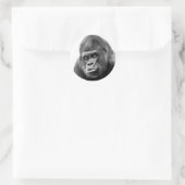 Black White Gorilla Runder Aufkleber (Tasche)