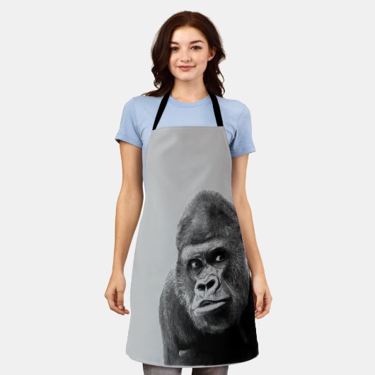 Black White Gorilla Schürze (Getragen)