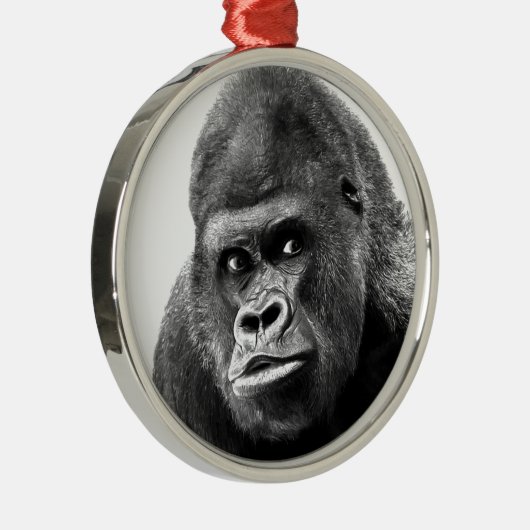 Black White Gorilla Silbernes Ornament (Rechts)