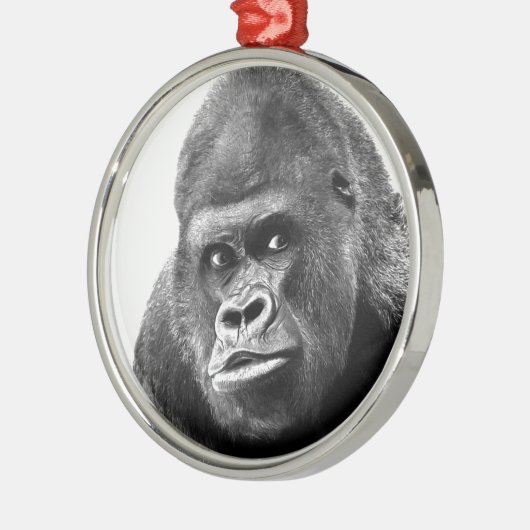 Black White Gorilla Silbernes Ornament (Links)