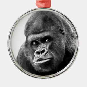 Black White Gorilla Silbernes Ornament