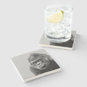 Black White Gorilla Steinuntersetzer (Seitenansicht)
