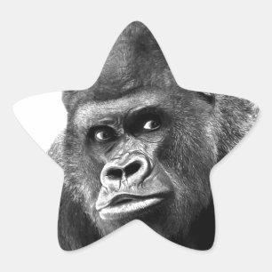 Black White Gorilla Stern-Aufkleber