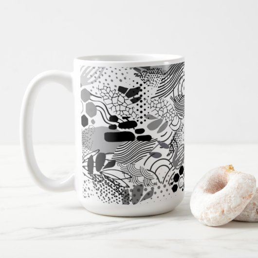 black, white, gradient abstract design mug kaffeetasse (Mit Donut)
