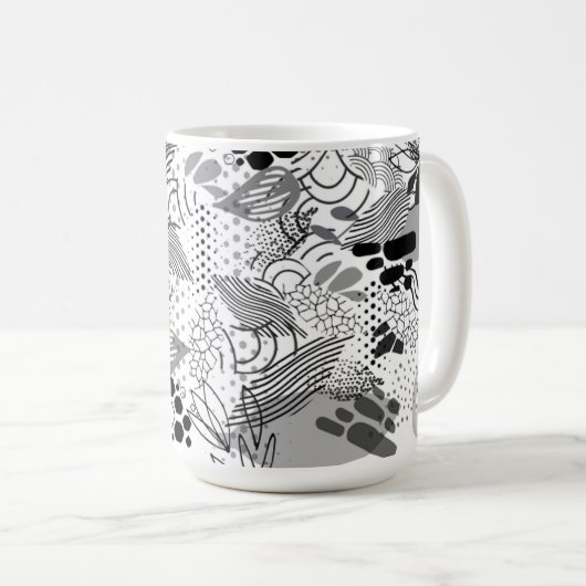 black, white, gradient abstract design mug  kaffeetasse (VorderseiteRechts)