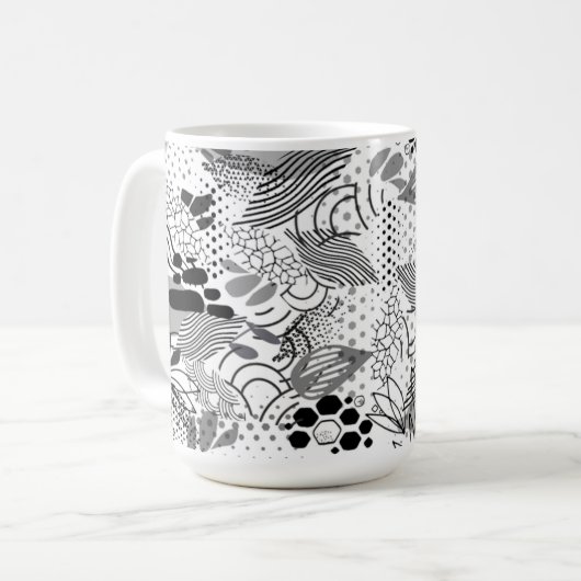black, white, gradient abstract design mug kaffeetasse (Vorderseite Links)