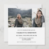 Black white graduate script photo graduation einladung (Rückseite)