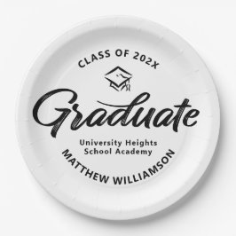 Black White Graduation Bold Retro Script Cap Icon Pappteller