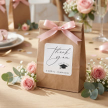 Black White Graduation Cap Thank You