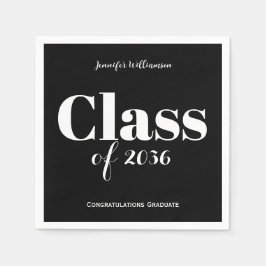 Black White Graduation Party Napkins Customizable Serviette