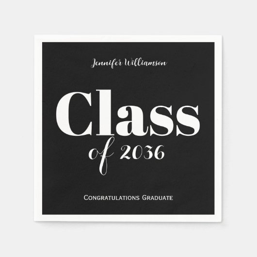 Black White Graduation Party Napkins Customizable Serviette (Vorderseite)