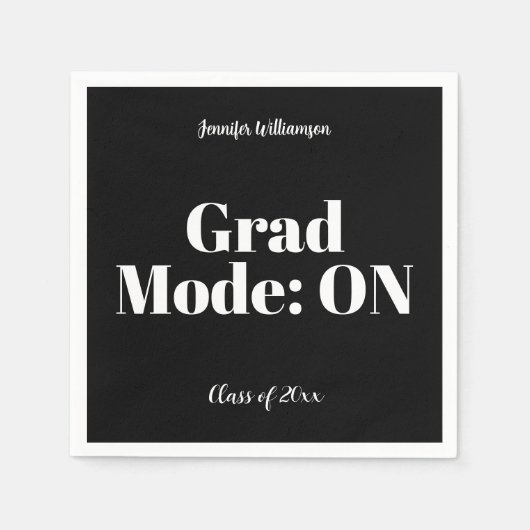 Black White Graduation Party Napkins Customizable Serviette (Vorderseite)