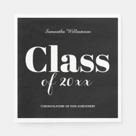 Black White Graduation Party Napkins Customizable Serviette