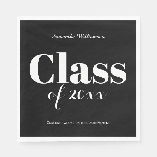 Black White Graduation Party Napkins Customizable Serviette (Vorderseite)