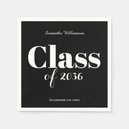 Black White Graduation Party Napkins Customizable Serviette