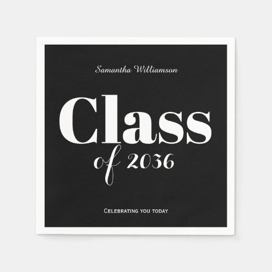 Black White Graduation Party Napkins Customizable Serviette (Vorderseite)