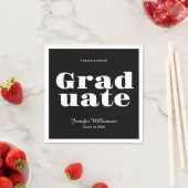 Black White Graduation Party Napkins Customizable Serviette (Beispiel)