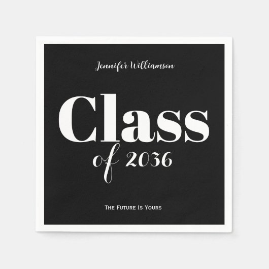 Black White Graduation Party Napkins Customizable Serviette (Vorderseite)