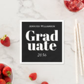 Black White Graduation Party Napkins Customizable Serviette (Beispiel)